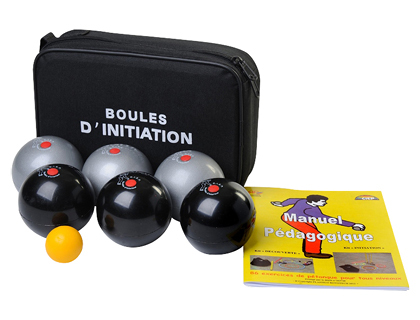 BOULE DE PTANQUE PLASTICO ROTOTECH EN PVC CONFORME FIPJP/CIEP DIAMTRE 74MM 680G COLORIS NOIR/ARGENT SET DE 6 UNITS