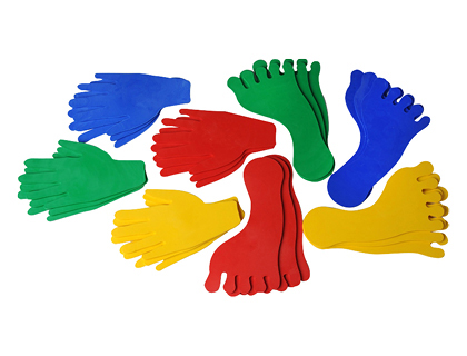 EMPREINTE MAINS ET PIEDS PLASTICO ROTOTECH SOUPLE 2X4 COULEURS/FORMES LOT 16 UNITS