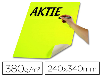 PAPIER CARTON FOLIA AFFICHE 380G 240X340MM COLORIS JAUNE CITRON FLUORESCENT BLOC 50 UNITS