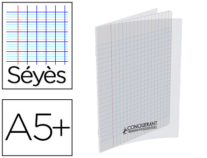 CAHIER AGRAF CONQURANT SEPT POLYPROPYLNE A5+ 17X22CM 192 PAGES 70G SYS INCOLORE