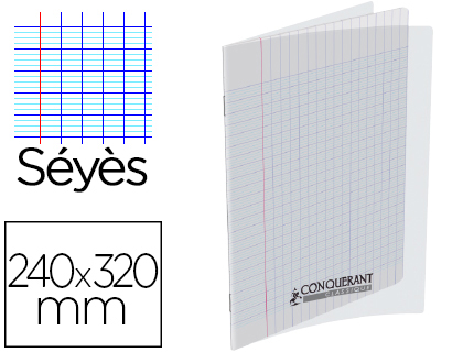 CAHIER AGRAF CONQURANT SEPT POLYPROPYLNE A4+ 24X32CM 192 PAGES 70G SYS INCOLORE