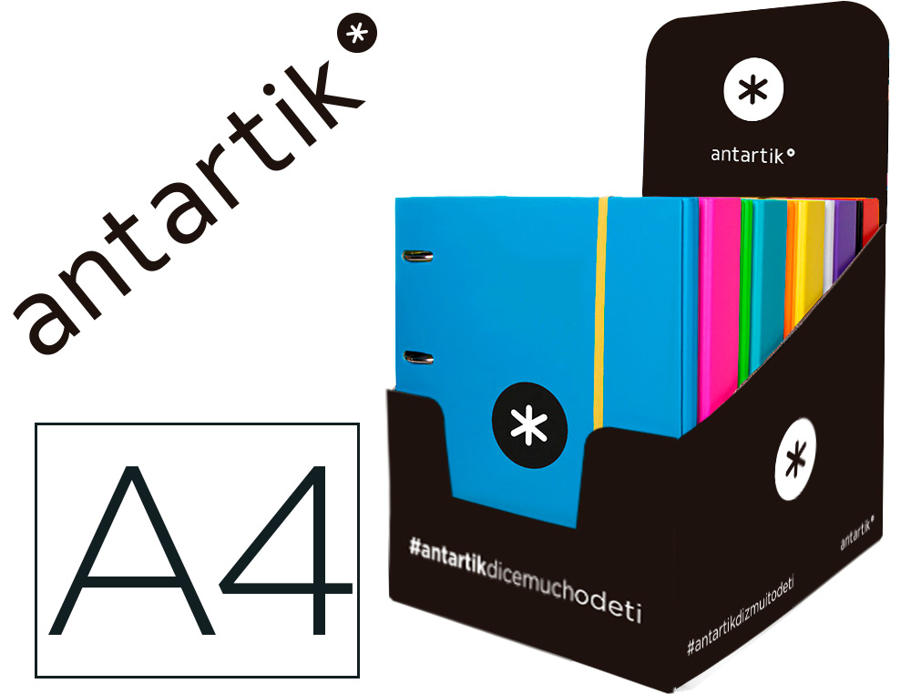 CLASSEUR ANTARTIK 4 ANNEAUX 25MM A4 CARTON REMBORD       FEUILLETS MOBILES QUADRILLAGE 5MM COLORIS ASSORTIS