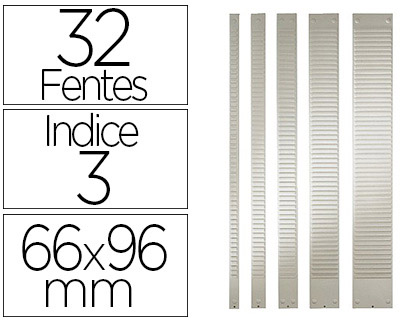 BANDE PLANNING NOBO MTAL FICHE INDICE 3 32 FENTES ADAPTE CARTE T CAPACIT 32 CARTES FORMAT 66X9,6CM COLORIS GRIS