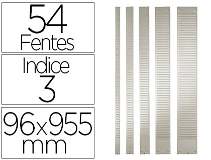 BANDE PLANNING NOBO MTAL FICHE INDICE 3 54 FENTES ADAPTE CARTE T CAPACIT 54 CARTES FORMAT 955X96MM COLORIS GRIS