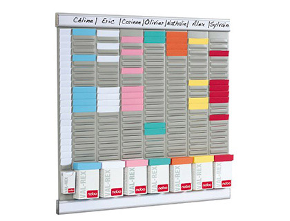 KIT OFFICE NOBO HEBDOMADAIRE 8 COLONNES 24 FENTES 700 FICHES INDICE 2 7 COLORIS 100 FICHES BLANCHES INDICE 1 48X48X1.5CM