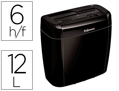 DESTRUCTEUR FELLOWES P36C VITESSE 1.8MIN COUPE CROISE 4X40MM A4 DTRUIT AGRAFES TROMBONES CB 12L 350x320x200MM 3.6KG