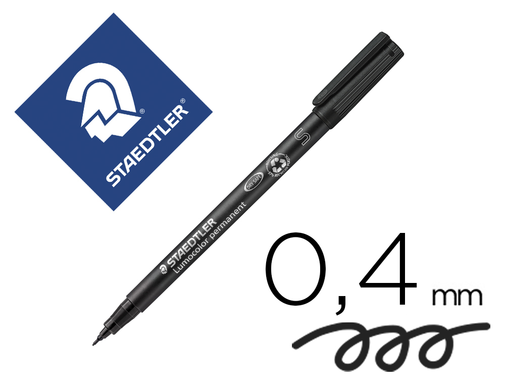 STYLO-FEUTRE STAEDTLER LUMOCOLOR PERMANENT POINTE EXTRA FINE MULTI-SUPPORTS SCHAGE IMMDIAT RSISTANT EAU COLORIS NOIR