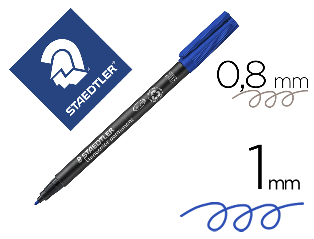 STYLO-FEUTRE STAEDTLER LUMOCOLOR PERMANENT POINTE MOYENNE MULTI-SUPPORTS SCHAGE IMMDIAT RSISTANT EAU COLORIS BLEU