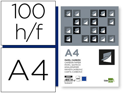PAPIER CARBONE LIDERPAPEL FILM BLEU FORMAT A4 BOTE DE 100 FEUILLES