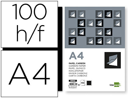 PAPIER CARBONE LIDERPAPEL FILM NOIR FORMAT A4 BOTE DE 100 FEUILLES
