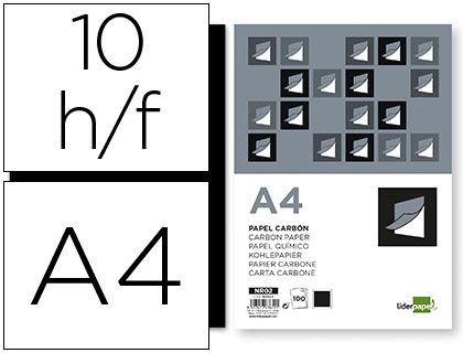 PAPIER CARBONE LIDERPAPEL FILM NOIR FORMAT A4 BOTE DE 10 FEUILLES