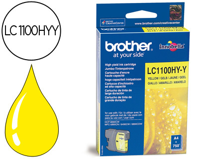 CARTOUCHE BROTHER JET D'ENCRE LC1100HYY COULEUR JAUNE 750P
