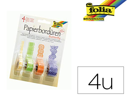 BORDURE EN PAPIER AUTOCOLLANT FOLIA BUTTERFLY LONGUEUR 1M 4 ROULEAUX