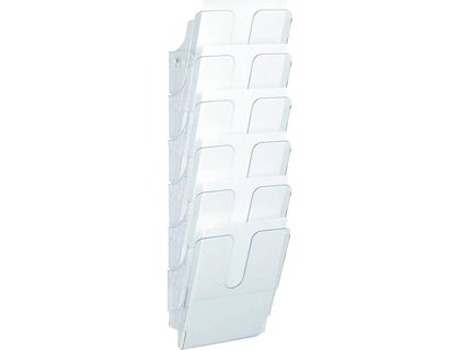 CORBEILLE MURALE DURABLE FLEXIPLUS 6 CASES A4 PORTRAIT OUVERTURE EN V KIT FIXATION 1080X340X100MM TRANSPARENT