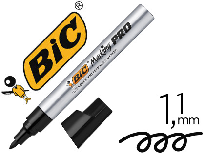 MARQUEUR BIC PERMANENT MARKING PRO POINTE OGIVE TRAC 1.1MM CORPS MTAL COLORIS NOIR