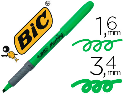 SURLIGNEUR BIC GRIP CAOUTCHOUC POINTE BISEAUTE COLORIS VERT