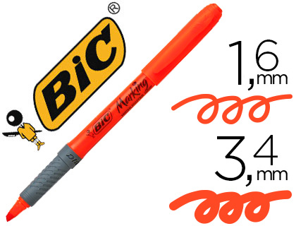 SURLIGNEUR BIC GRIP CAOUTCHOUC POINTE BISEAUTE COLORIS ORANGE