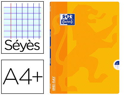 CAHIER AGRAF OXFORD OPENFLEX A4+ 24X32CM 96 PAGES 90G SYS COLORIS JAUNE