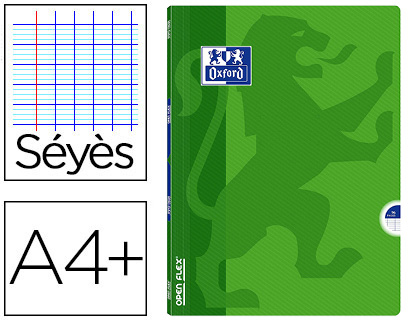 CAHIER AGRAF OXFORD OPENFLEX A4+ 24X32CM 96 PAGES 90G SYS COLORIS VERT