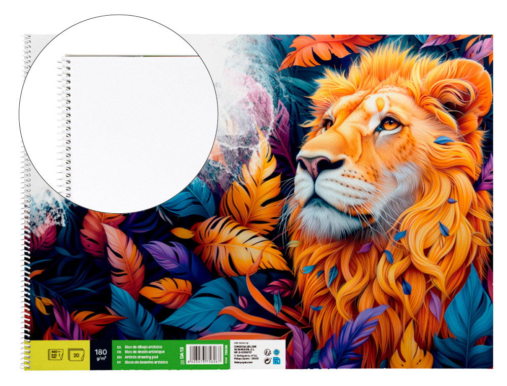 BLOC LIDERPAPEL PAPIER DESSIN ARTISTIQUE SPIRALE SANS ENCADREMENT 180G/M2 FORMAT A3 460X325MM 20F