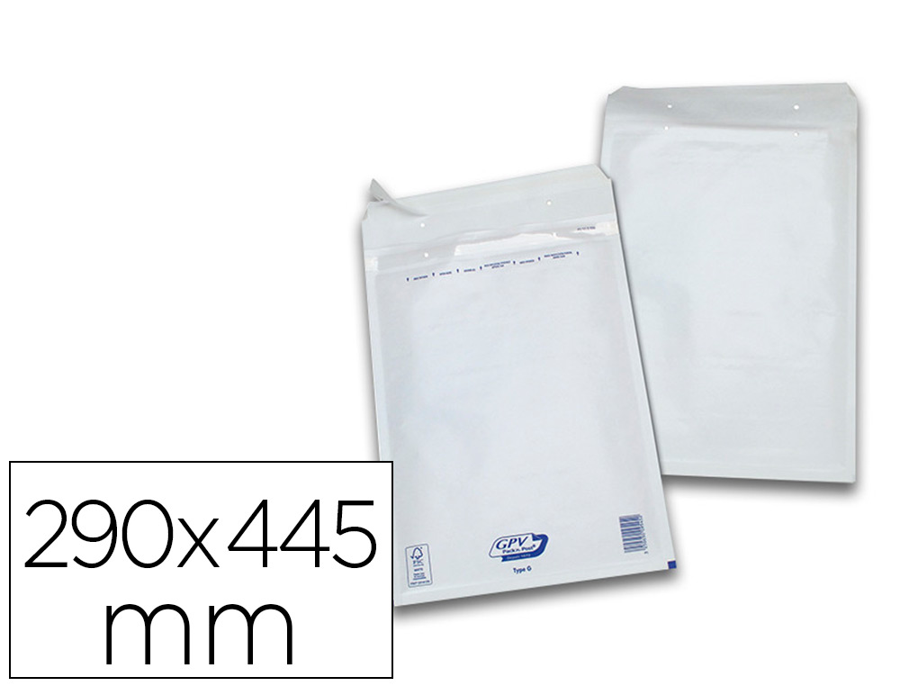 POCHETTE GPV BULLES AIR KRAFT BLANC 75G 290X445MM J BOTE 50 UNITS