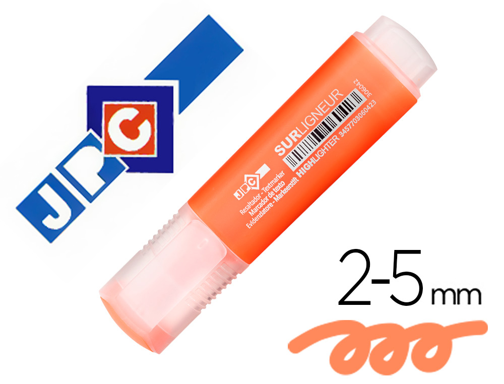 SURLIGNEUR JPC POINTE LARGE BISEAUTE TRAIT 2/5MM COLORIS ORANGE