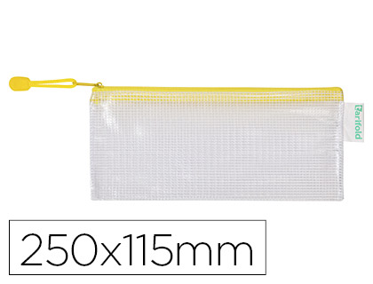 POCHETTE  ZIP TARIFOLD PVC TISS TRANSPARENT DL ULTRA-RSISTANT FERMETURE CLAIR BORDURE JAUNE 8 UNITS