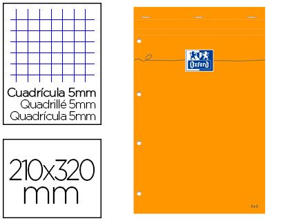 BLOC BUREAU OXFORD A4+ AGRAF PAPIER OPTIK PAPER EXTRA-BLANC 80G 21X32CM 80F PERFORES DTACHABLES 5X5MM MARGE