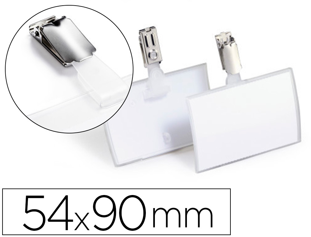 BADGE DURABLE 54X90MM PINGLE-CLIP POCHETTE 25 UNITS