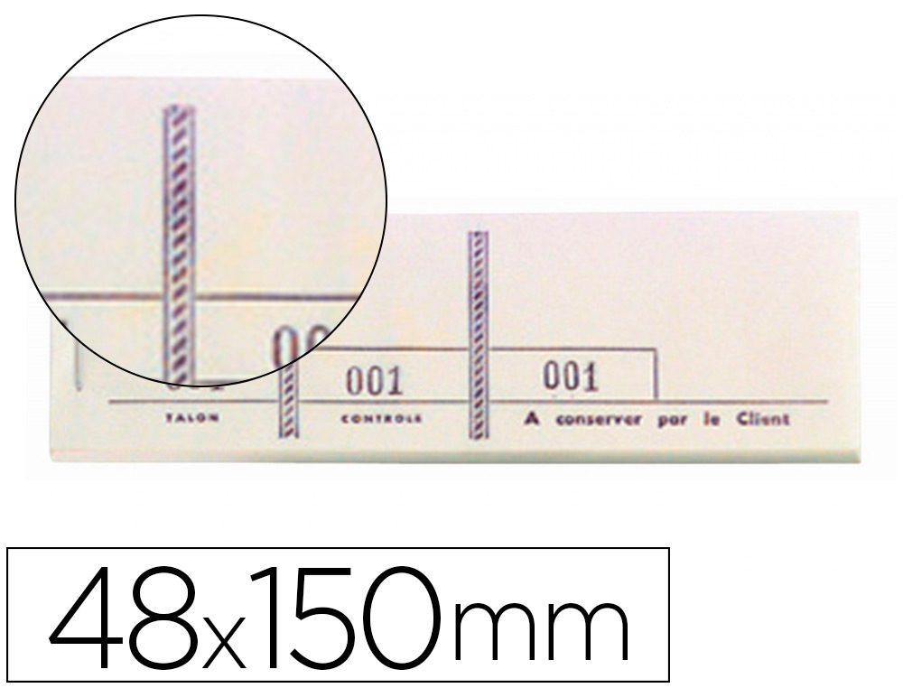 BLOC EXACOMPTA PASSE-PARTOUT 48X150MM 100 FEUILLETS 3 COUPONS NUMROTS 1/1000 DTACHABLES SOUCHE