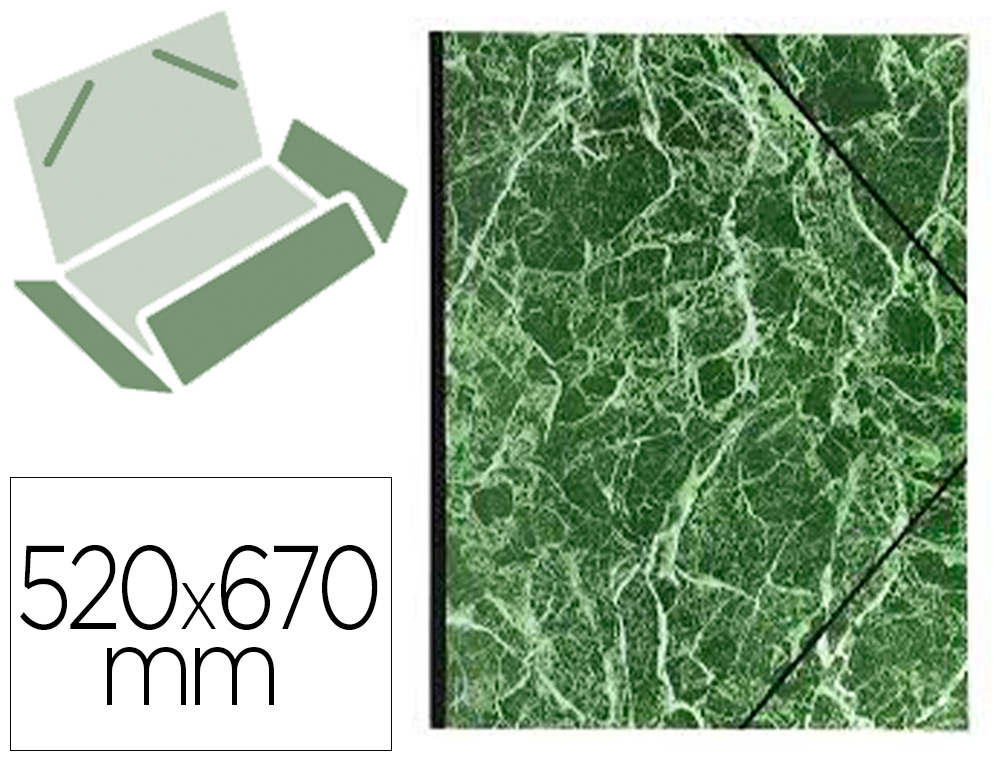 CARTON  DESSIN EXACOMPTA PAPIER MARBR VERNIS RAISIN DOS TOIL RENFORC FERMETURE LASTIQUE 52X67CM VERT