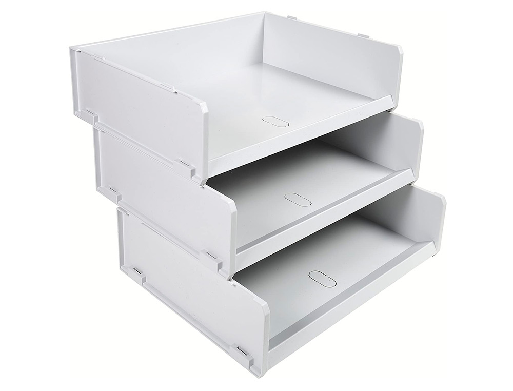 CORBEILLE COURRIER EXACOMPTA MULTITRI POLYSTYRNE A3  L'ITALIENNE SUPERPOSABLE 2 HAUTEURS 300X380X100MM