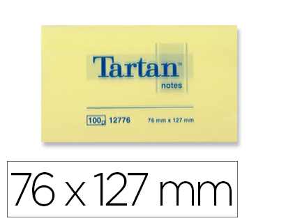 BLOC-NOTES TARTAN 76X127MM 100F/BLOC REPOSITIONNABLES    COLORIS JAUNE CLAIR LOT DE 12 BLOCS