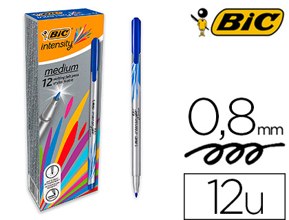 FEUTRE BIC INTENSITY POINTE MOYENNE 0.8MM CORPS FIN       CAPUCHON COULEUR ENCRE FLUIDE INTENSE COLORIS BLEU