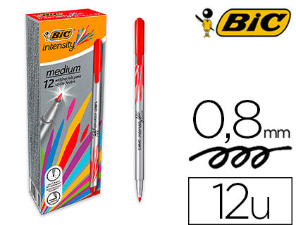FEUTRE BIC INTENSITY POINTE MOYENNE 0.8MM CORPS FIN       CAPUCHON COULEUR ENCRE FLUIDE INTENSE COLORIS ROUGE