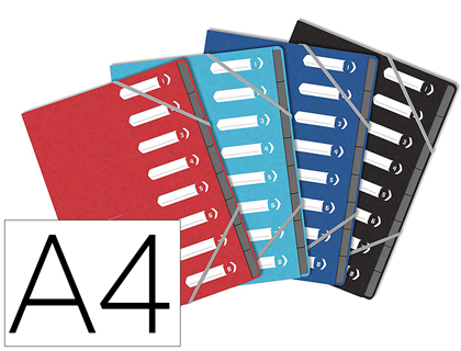 TRIEUR OXFORD TOP FILE+ AGRAFE CARTE MULTISTRAT A4 8  POSITIONS NUMERIQUES FERMETUREELASTIQUE 4 COLORIS ASSORTIS