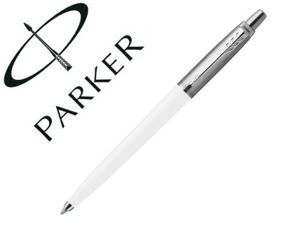 STYLO-BILLE PARKER JOTTER RETRACTABLE POINTE MOYENNE    FINITION BLANC BRILLANT AVEC  1 RECHARGE QUINKFLOW ENCRE