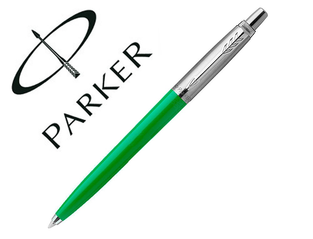 STYLO-BILLE PARKER JOTTER RETRACTABLE POINTE MOYENNE    FINITION VERT BRILLANTE AVEC  1 RECHARGE QUINKFLOW ENCRE