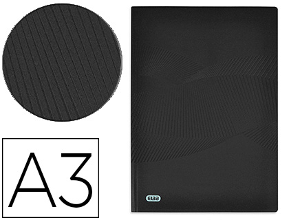 PROTEGE-DOCUMENTS ELBA OSMOSE POLYPROPYLENE OPAQUE A3 20    POCHETTES 40 VUES DECOUPE     COIN COLORIS NOIR