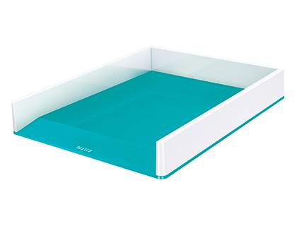 CORBEILLE COURRIER LEITZ WOW DUAL POLYSTYRENE SUPERPOSABLE LARGE OUVERTURE AVANT         CAPACITE 300F COLORIS MENTHE