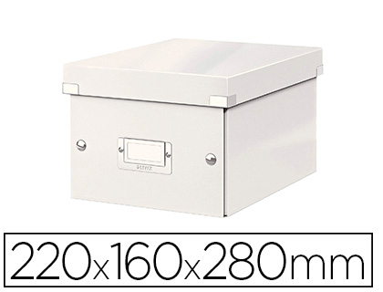 BOITE RANGEMENT LEITZ CLICKANDSTORE CARTON LAMINE   BRILLANT A5 220X160X280MM     PORTE-ETIQU ARGENTE PLIABLE