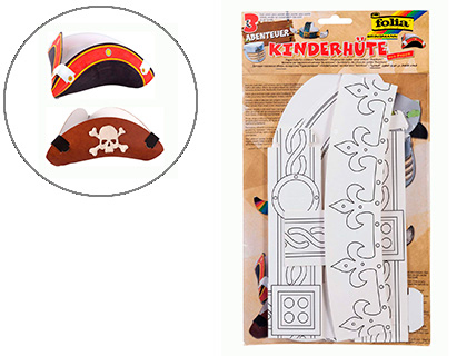 CHAPEAU POUR ENFANT AVENTURE EN CARTON BLANC PREDECOUPE    KIT 3 PIECES A COLORIER       PIRATE VIKING CHEVALIER