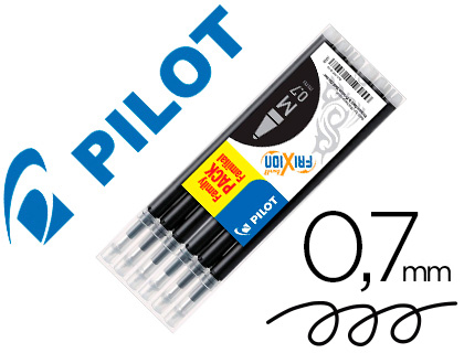 RECHARGE ROLLER PILOT FRIXION BALL CLICKER ENCRE GEL THERMOSENSIBLE POINTE MOYENNE SET 6 UNITS COLORIS NOIR