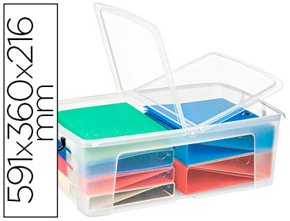 BOTE RANGEMENT CEP POLYPROPYLNE COUVERCLE PAPILLON 59,1X36X21,6CM COLORIS TRANSPARENT CONTENANCE 50L