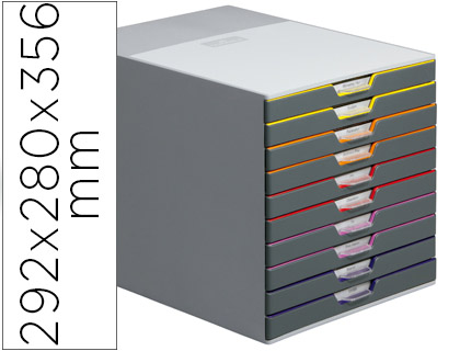 MODULE CLASSEMENT DURABLE VARICOLOR 10 TIROIRS 25MM CHACUN A4+ ABS 292X356X280MM