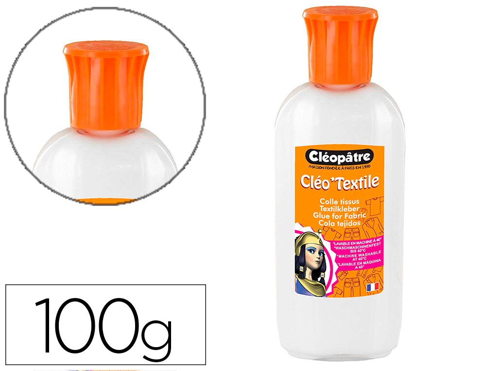 COLLE CLEOPATRE SPECIALE TEXTILE ET FEUTRINE LAVABLE   EN MACHINE - FLACON DE 100G