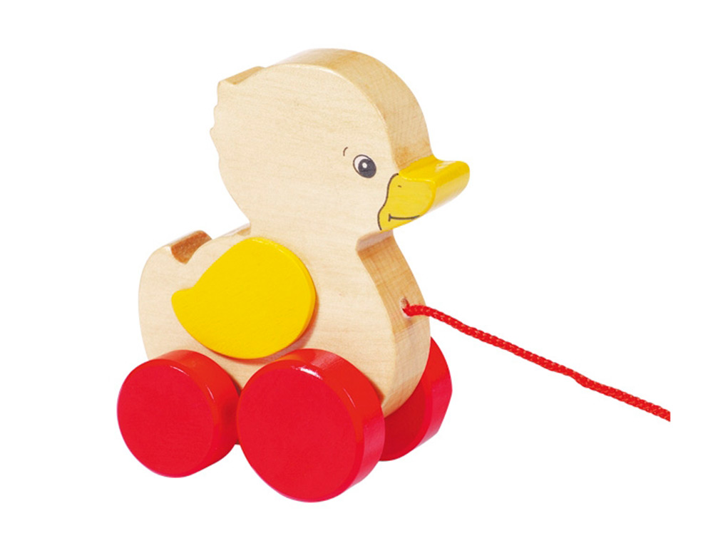 CANARD ELLAH GOKI ANIMAL A TIRER EN BOIS DIM.            86X54X100MM