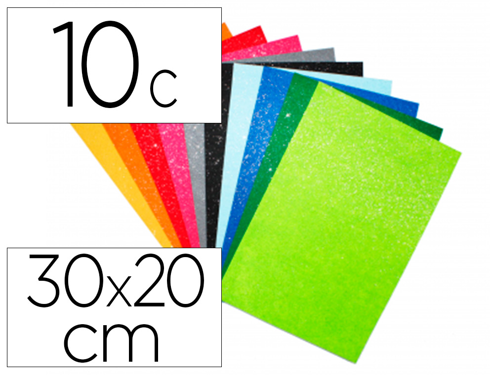 FEUTRINE PAILLETEES SODERTEX 1MM 300X200MM 10 COUPONS      COLORIS ASSORTIS