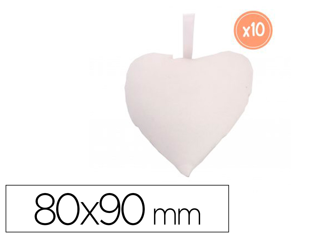 COEURS SODERTEX EN COTON AVEC ACCROCHE A CUSTOMISER 80X90MM COLORIS BLANC LOT DE 10