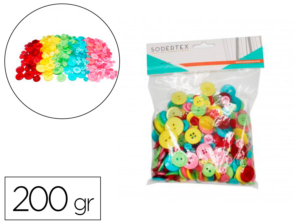 BOUTON EN RESINE SODERTEX 200G TAILLES ET COLORIS       ASSORTIS